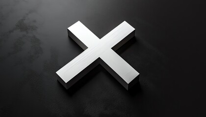 Obraz premium White X sign on a polished black background, representing digital communication and social media interaction, highdetail and realistic