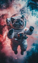 Scottish Fold flying in space generated by AI
