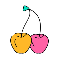 two cherries branch line icon vector. two cherries branch sign. isolated symbol illustration