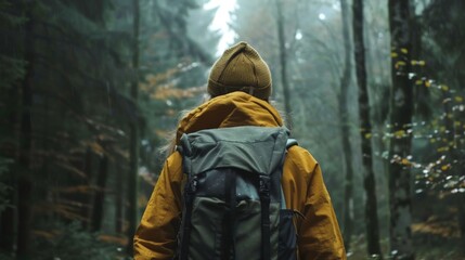 Fototapeta premium woman walking in forest
