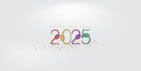 An eye-catching Happy New Year 2025 wallpaper, featuring a colorful and beautiful design to mark the new year celebration