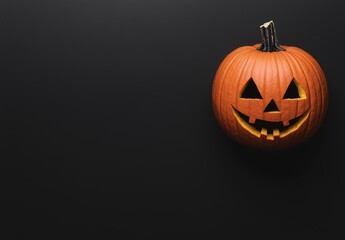 Carved pumpkin jack-o-lantern on black background