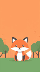 Obraz premium Cute Cartoon Fox In Forest.