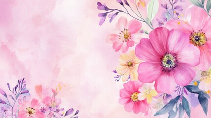 Fototapeta premium Colorful Watercolor Mother's Day Banner, vibrant floral design, perfect for celebrations, features space for personalized text, ideal for festive greetings and decorations.