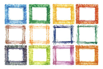 Set of Frame Grunge colorful  isolated on white background, Clipping path