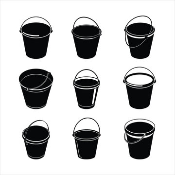 water reserver and cleaning bucket vector set