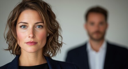 Serious business couple in formal attire