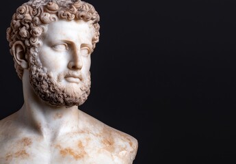 Obraz premium Detailed marble bust of a man with curly hair and beard