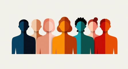diverse people silhouettes in vibrant colors