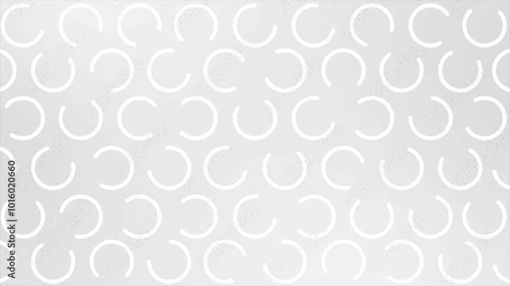 Poster white color randomly rotating c shaped futuristic geometrical background