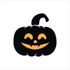 Halloween pumpkin head. Halloween pumpkins with smirk smile.  Pumpkin with evil face. Vector stock illustration for sticker, wall decor, hanging door decoration.