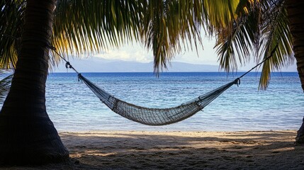 Fototapeta premium Tranquil Hammock on Serene Tropical Beach