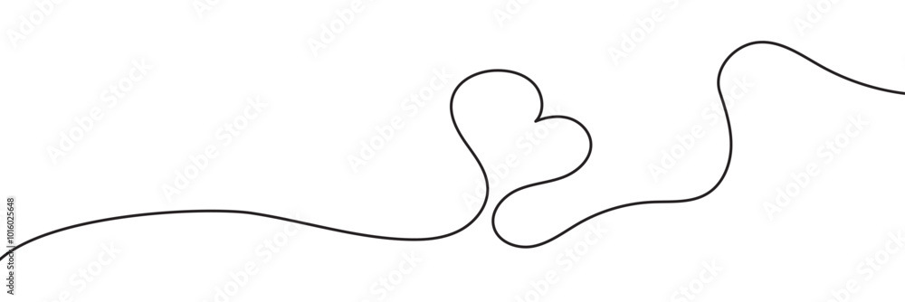 Poster heart one line. continuous one line art drawing heart vector. hand drawn heart continuous line drawi