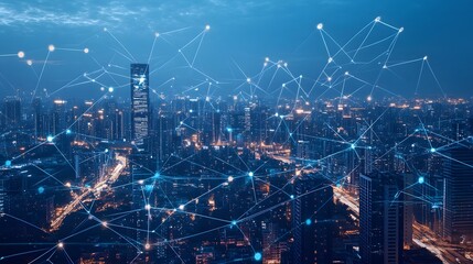 Smart city big data connection technology concept. 