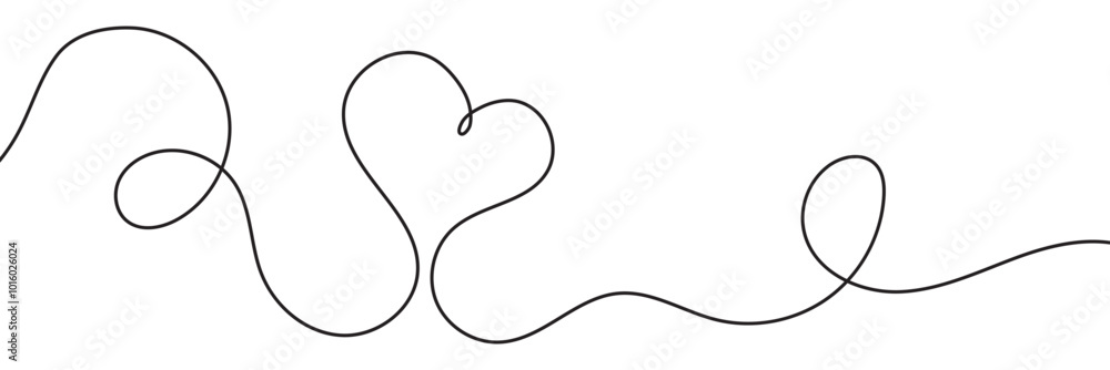 Poster heart one line. continuous one line art drawing heart vector. hand drawn heart continuous line drawi