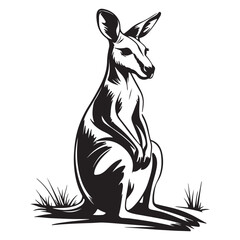 Kangaroo Silhouette and Illustrations, Kangaroo in cartoon, doodle style, Kangaroo Vector Line art Illustration