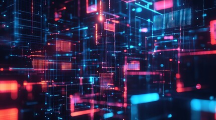 Enchanting neon waves dancing with brilliant particles in continuous motion