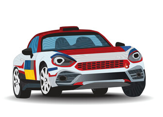 color vector illustration of racing car isolated on white background