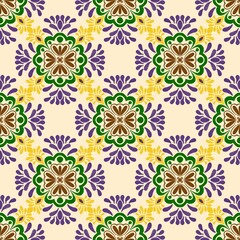 Floral seamless pattern purple green