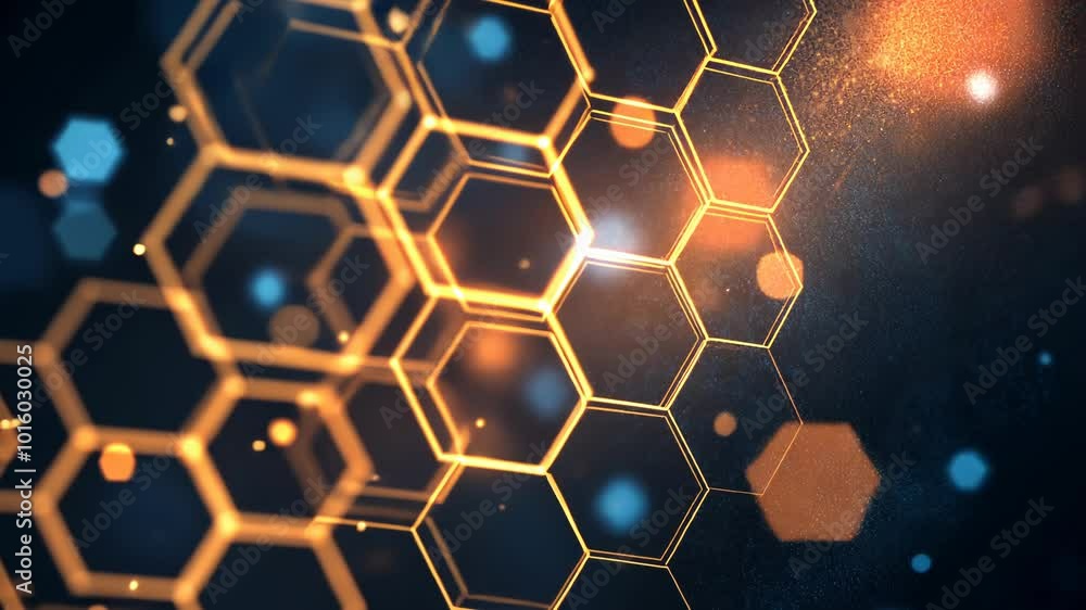 Poster abstract background hexagon pattern with glowing lights