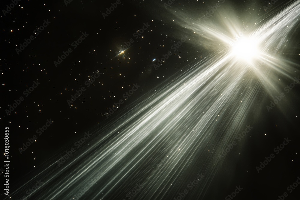 Aufkleber a stunning display of a star-filled night sky where a radiant beam of light streams down, creating a