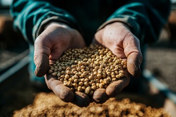 Close-Up of Hands Holding Animal Feed in a Stockyard