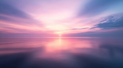 Obraz premium Tranquil Sunrise Over Peaceful Ocean Horizon