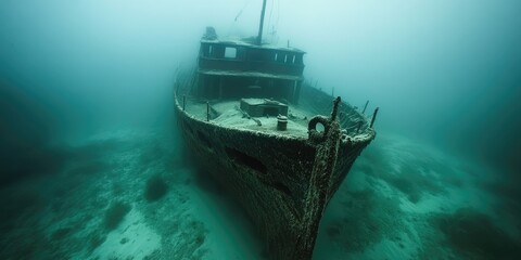 Fototapeta premium Beautiful Photograph Capturing the Eerie Allure of a Sunken Ship background
