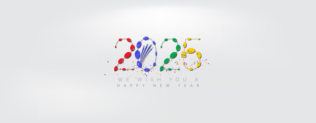 Obraz premium An eye-catching Happy New Year 2025 wallpaper, featuring a colorful and beautiful design to mark the new year celebration
