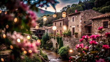Obraz premium A tranquil Catalonian village in Baix Emporda, Jafre offers stunning landscapes, lush greenery, and peaceful surroundings, inviting visitors to