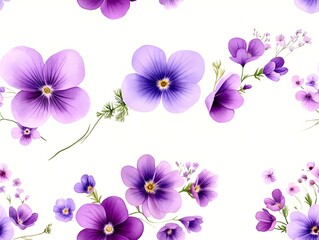 Minimalist Watercolor Violets in Soft Purple Hues on Pale Background