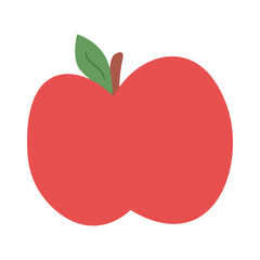 Hand drawn red apple in doodle style. Fresh diet fruit. Split in half apple