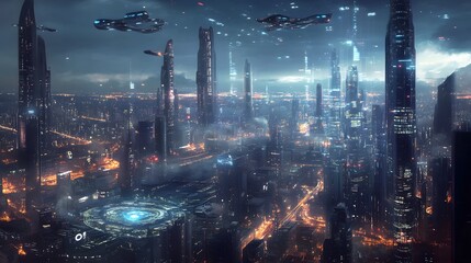 Fototapeta premium Smart city big data connection technology concept. 