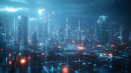 Smart city big data connection technology concept. 