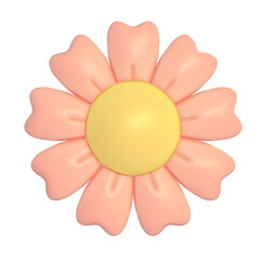 Cute 3d flower pastel sticker illustration