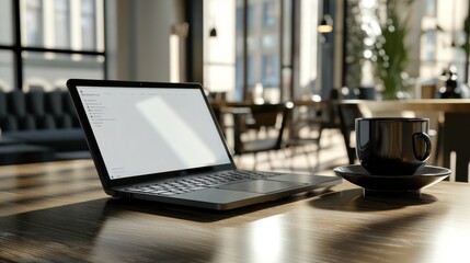 Fototapeta premium The Laptop and Coffee Setup