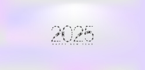 An eye-catching Happy New Year 2025 wallpaper, featuring a colorful and beautiful design to mark the new year celebration