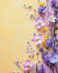 Naklejka premium beautiful spring flowers on paper background