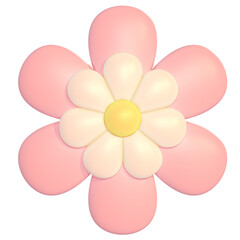 Cute 3d flower pastel sticker illustration
