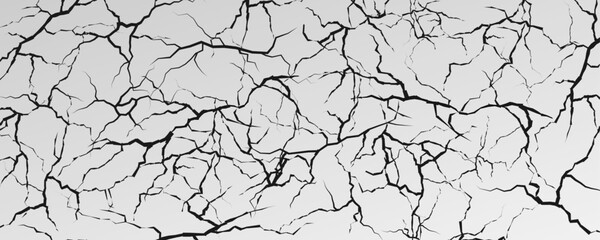 Cracks on the ground, cracks on the asphalt, road damage, earth surface, earthquake isolated on transparent png background.	
