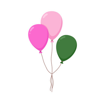 recommend clip art: Air balloons tied in bunch, flying up. Festive decoration for party celebration, floating and soaring. Baloons with string for birthday event. Flat vector illustration isolated on white background