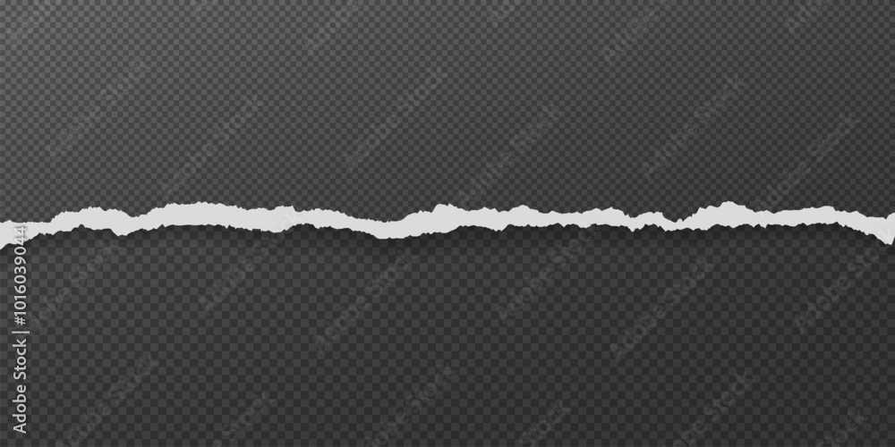 Poster white paper with torn edges and soft shadow are on black squared background for text or ad.