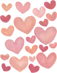 Valentine love hearts hand drawn watercolour hearts illustration vector with isolated white background