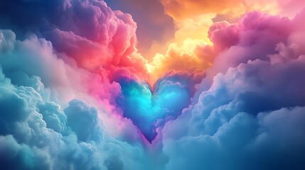 Lovely heart-shaped cloud reflecting light in a pastel sky image