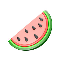 3d icon slice of watermelon with no background