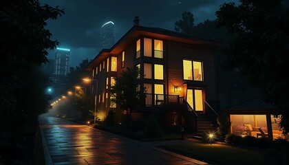 Home out side environment VFX effect, Night mode image