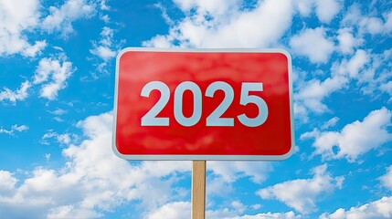 Future Year Sign Against Blue Sky with Clouds