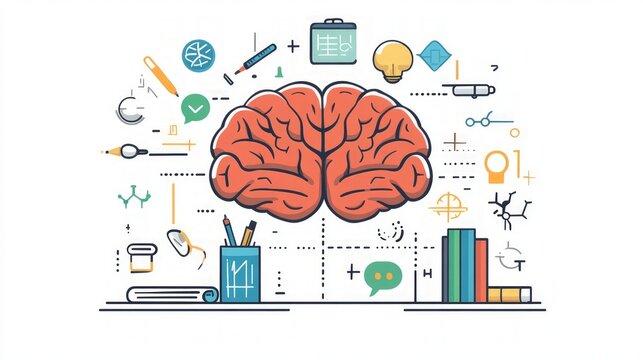 Brain Training Icon, a sleek and modern illustration representing cognitive enhancement, featuring interconnected neural pathways and engaging symbols of learning and growth.