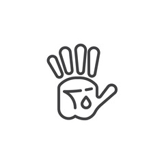 Bloody Handprint line icon
