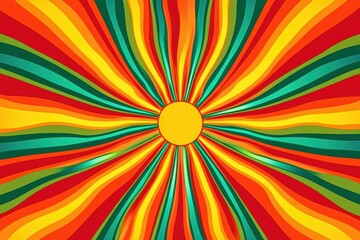 Vibrant retro sunburst pattern with bold colors